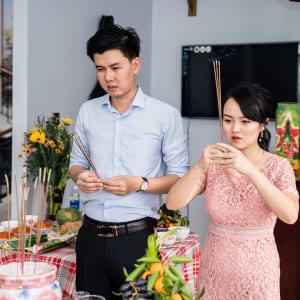 Chụp hình phóng sự lễ cúng thôi nôi bé Bí