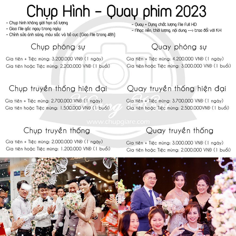 báo giá chụp ảnh báo hỷ tiệc cưới 2023